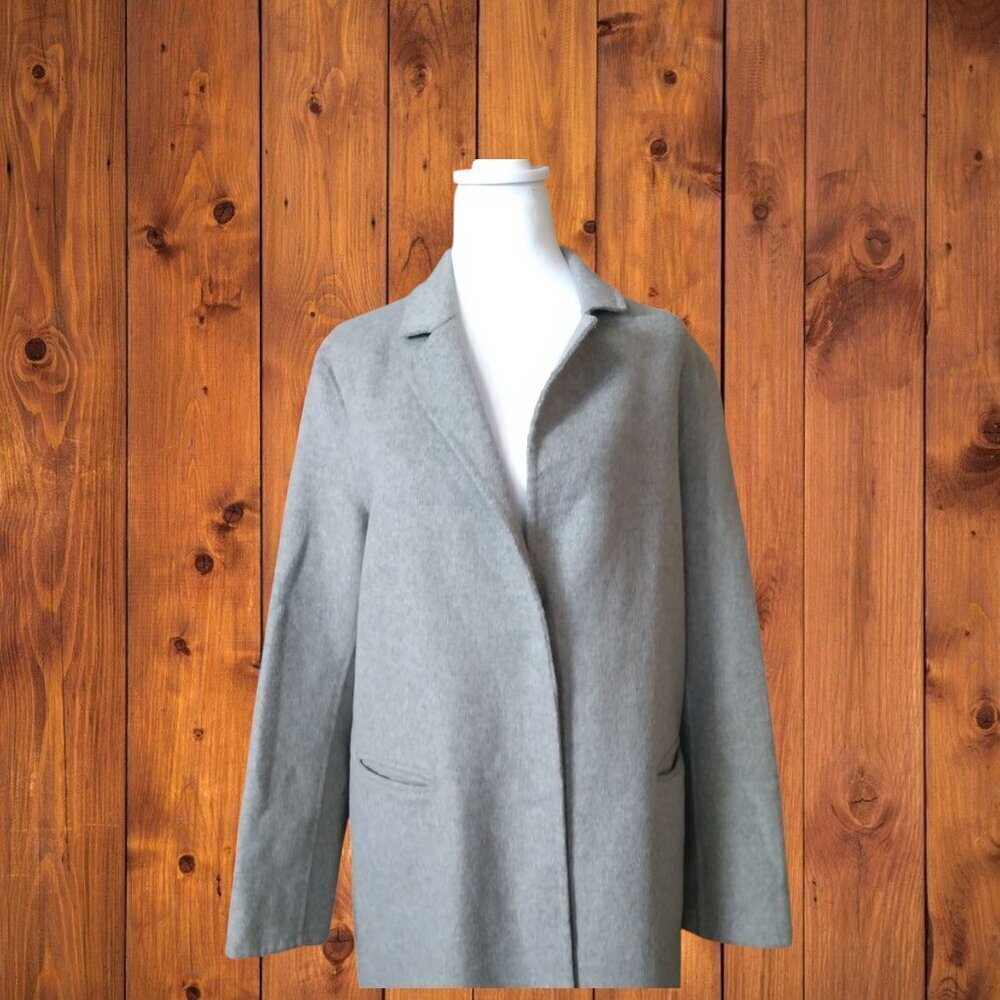 Topshop Women's Size 8 Gray 3 Button Front Wool Blend Neutral Coat READ - Picture 2 of 6